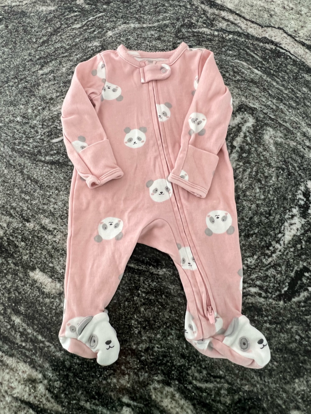 Carter's Pink Panda Print Footed One-Piece